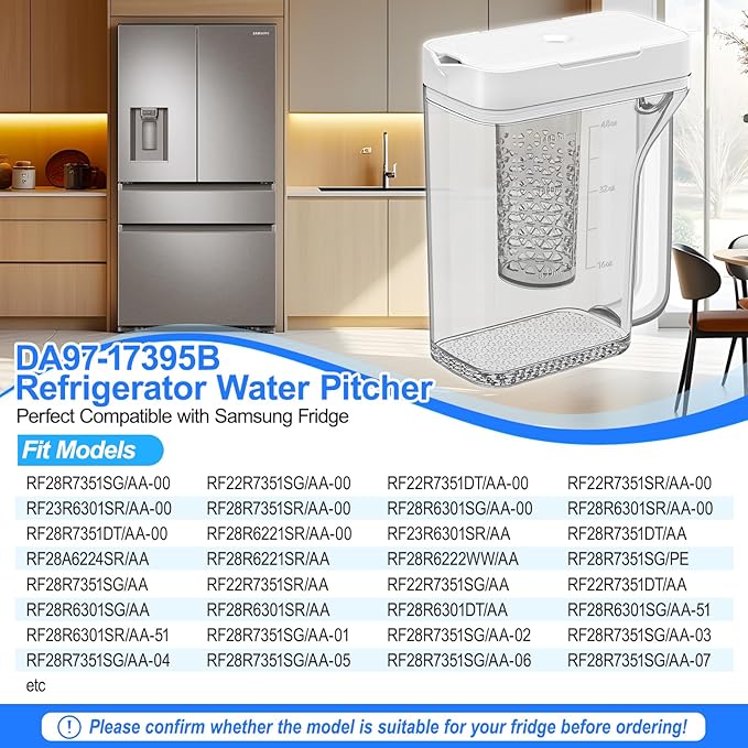 Upgraded DA97-17395B Refrigerator Water Pitcher Compatible with Samsung Water Pitcher for Fridge Door Replacement Leak-Proof Samsung Fridge Reservoir RF28R7351SR RF28R7351SG RF28R6301SR RF22R7351SR