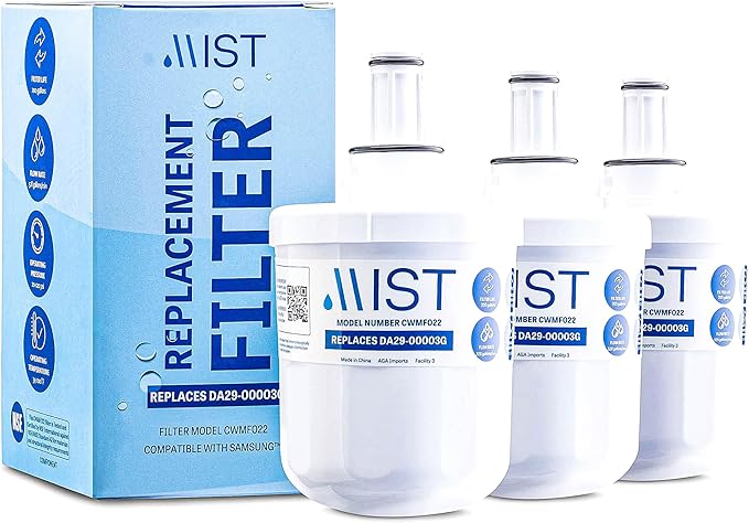 Mist DA29-00003G Refrigerator Water Filter Replacement for Samsung DA29-00003F, HAFCU1, Aqua-Pure Plus, Kenmore HAFIN1 – NSF 42 & 372 Certified – 3 Pack