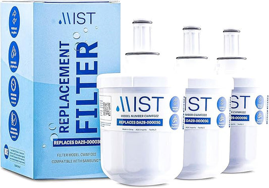 Mist DA29-00003G Refrigerator Water Filter Replacement for Samsung DA29-00003F, HAFCU1, Aqua-Pure Plus, Kenmore HAFIN1 – NSF 42 & 372 Certified – 3 Pack