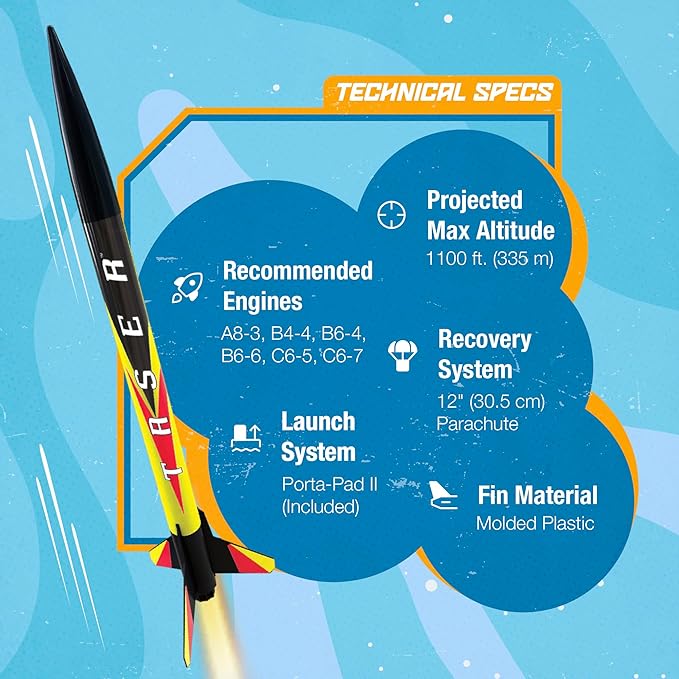 Estes 1491 Taser Rocket Launch Set, Beginner Flying-Rocket-Model Building Kit for Ages 10+, Includes Launch Pad System