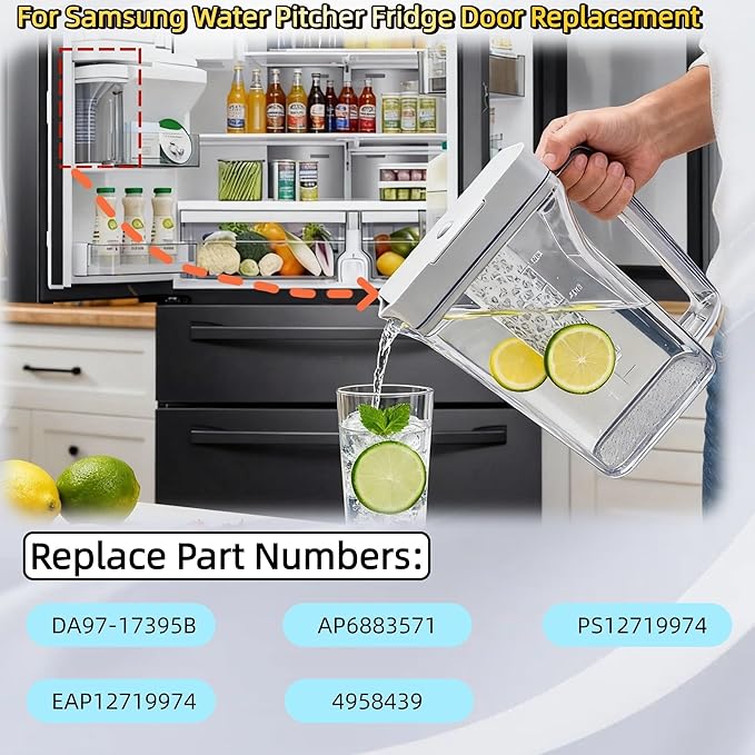 Upgraded DA97-17395B Refrigerator Water Pitcher, Double Sealing Ring No Leak Replacement Water Tank Assembly, Compatible with Samsung Fridge Models