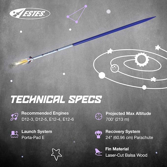 Estes 1295 Mean Machine Rocket-Building Kit, Advanced Flying-Rocket-Model Kit for Ages 10+