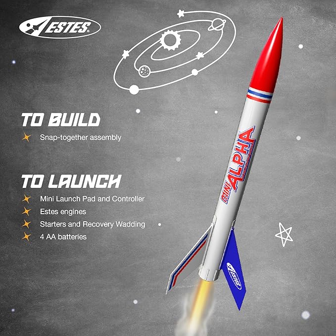 Estes Rockets 002098 Mini Alpha | Beginner Model Rocket for All Ages | Up to 690 ft | Model Rockect