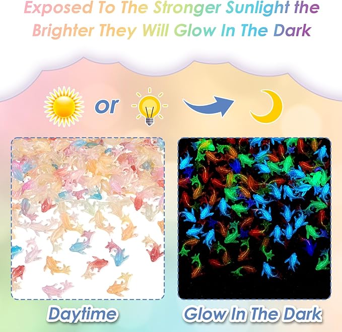 200 Pcs Glow in The Dark Goldfish Flatback Cabochons Multicolored Resin Nail Charms Luminous Goldfish Model Figurines for Crafts Fairy Garden Micro Landscape Scrapbooking Decor