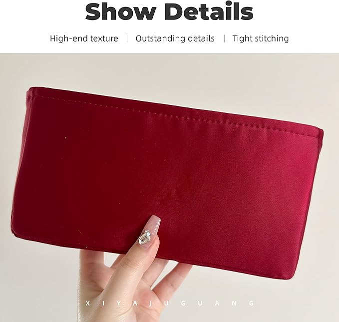 Purse Handbag Silky Organizer Insert Keep Bag Shape Fits Chanel Classic Flap CF Mini Square 17/20/Small/Medium/Jumbo/Maxi Bags, Luxury Handbag Tote Lightweight Sturdy(CF Jumbo 30,Wine Red)