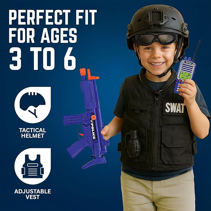 Liberty Imports Kids Costume Dress Up Deluxe Role Play Set with Helmet, Night Vision Monocular, Guns, Weapons, Accessories