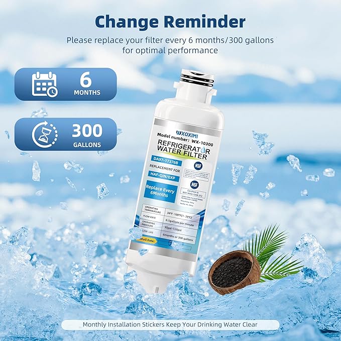 DA97-17376B HAF-QIN/EXP Water Filter Replacement for Samsung HAF-QIN/EXP HAF-QIN RS27T5200SR RF28R7201SR RS22T5201SR RF29BB8600QL RF32CG5400SR RF28R7201SR RF30BB6600QLAA RF32CG5300SR