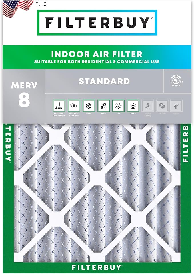 Filterbuy 18x24x4 Air Filter MERV 8 Essential Dust & Allergy Defense (1-Pack), Electrostatic Pleated HVAC AC Furnace Filters Replacement (Actual Size: 17.50 x 23.38 x 3.63)