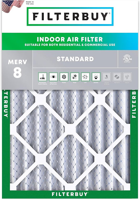 Filterbuy 24x25x4 Air Filter MERV 8 Essential Dust & Allergy Defense (1-Pack), Electrostatic Pleated HVAC AC Furnace Filters Replacement (Actual Size: 23.75 x 24.75 x 3.63)