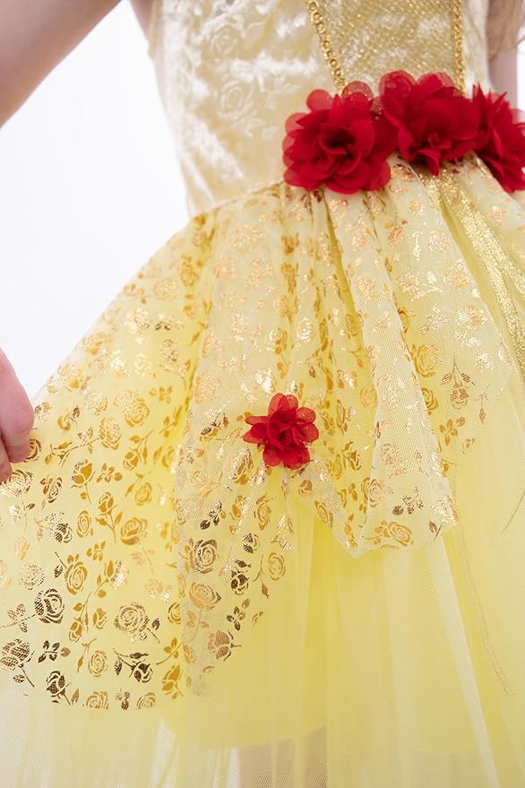 Little Adventures Yellow Beauty Princess Party Dress - Machine Washable Child Pretend Play Costume Outfit with No Glitter