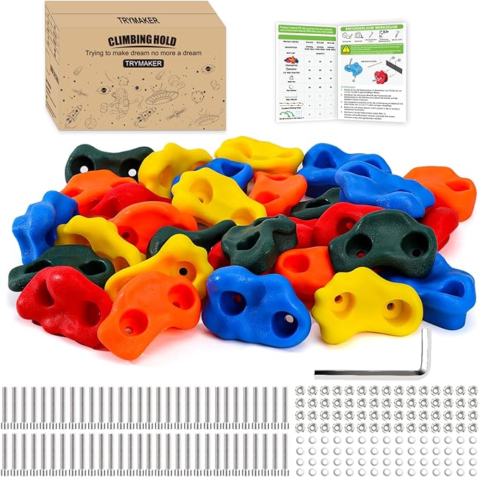 Trymaker Rock Climbing Holds, 30PCS Climbing Wall for Kids, Climbing Set for Adult Indoor and Outdoor(Small Size)