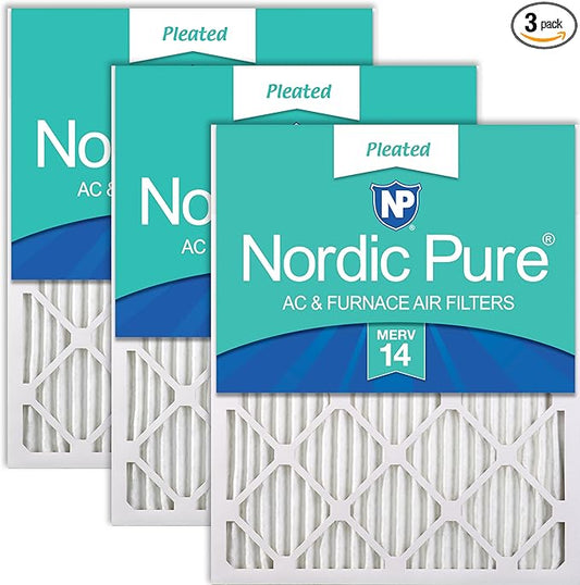 Nordic Pure 16x25x1 (Actual Size: 15 1/2 x 24 1/2 x 3/4) Pleated MERV 14 Air Filters 3 Pack