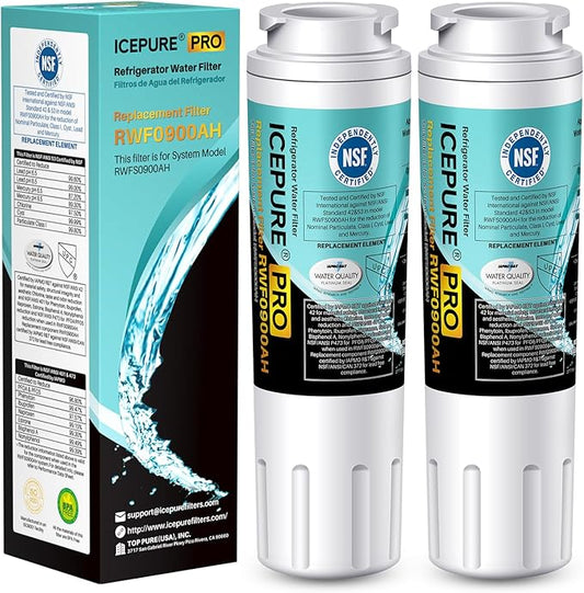 ICEPURE PRO UKF8001 NSF401&473&53&42 Certified Replacement Everydrop EDR4RXD1, Filter 4, Maytag UKF8001AXX UKF8001P, Whirlpool 4396395 WF-UKF8001 FMM-2 MPF15090 SGF-M9 Refrigerator Water Filter 2PACK