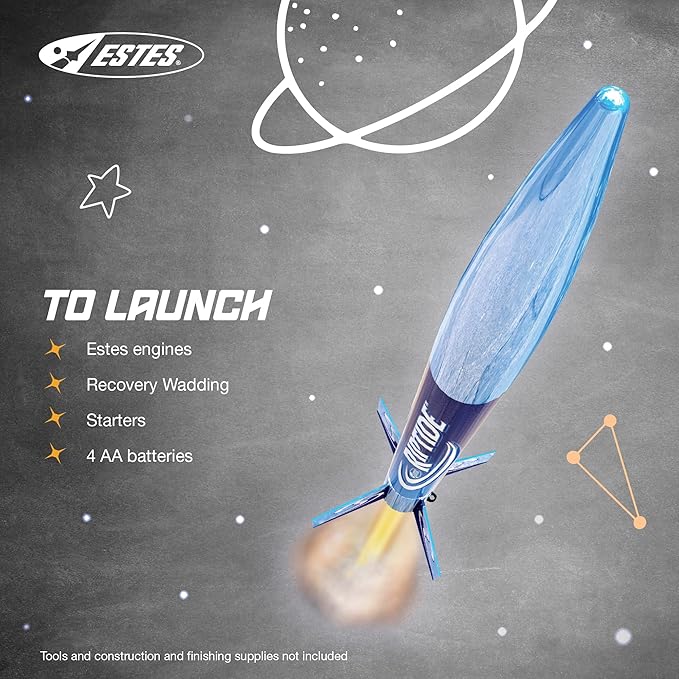 Estes 1403 Riptide Rocket-Building Kit, Beginner Flying-Rocket Model Kit for Ages 10+, Includes Launch Pad and Controller