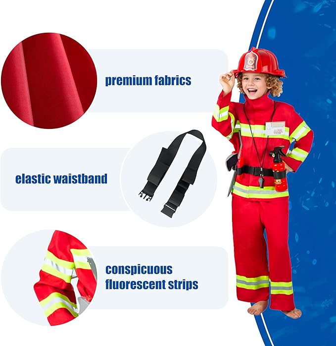Seawhisper Toddler Fireman Costume Firefighter Costume Kids Halloween Outfit Boys Girls 2T-6