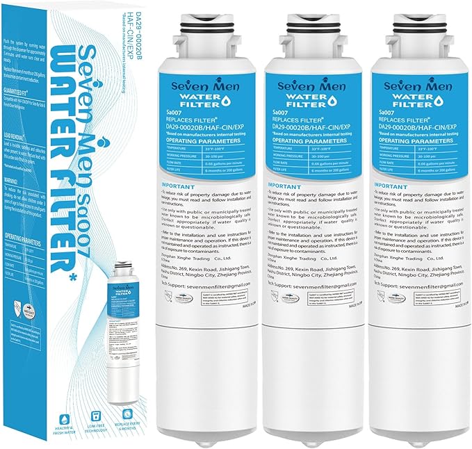 Da29-00020b Water Filter for Sam&sung Haf-cin/exp, Da97-08006a, Haf-cin, Da29-00020b-1, Rf28hmedbsr, Rf263beaesr, Rs25j500dsr, Rf263teaesg, Hdx fms-2, Da97-08006a-1, 3Pack