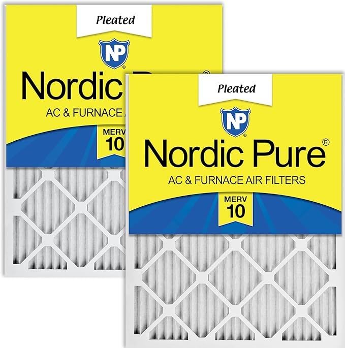 Nordic Pure 16x25x1 (Actual Size: 15 1/2 x 24 1/2 x 3/4) Pleated MERV 10 Air Filters 2 Pack