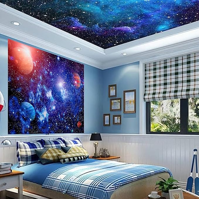 Space Tapestry for Bedroom Aesthetic Outer Space Galaxy Night Starry Sky Stars Universe Tapestry Nebula Wall Hanging Backdrop for Living Room Dorm Home Decoration(51'' x 60'')