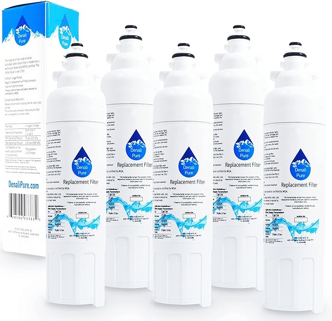 5-Pack Replacement for LG LSXS22423S Refrigerator Water Filter - Compatible with LG LT800P, ADQ73613401 Fridge Water Filter Cartridge