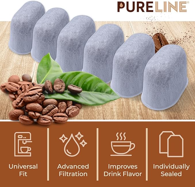 Cuisinart® Coffee Filter Replacement - 24 Pack Cuisinart® Coffee Maker Water Filter by Pureline - Charcoal Water Filter - for all Cusinart Coffee Machines