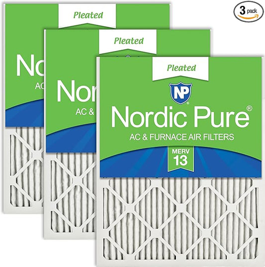 Nordic Pure 16x25x1 (Actual Size: 15 1/2 x 24 1/2 x 3/4) Pleated MERV 13 Air Filters 3 Pack