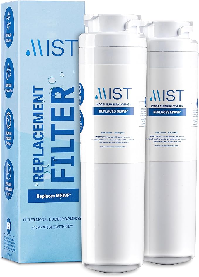 Mist MSWF Water Filter Replacement for GE, Refrigerator Water Filter compatible with 101820A, 101821B, 101821 (2 pack)