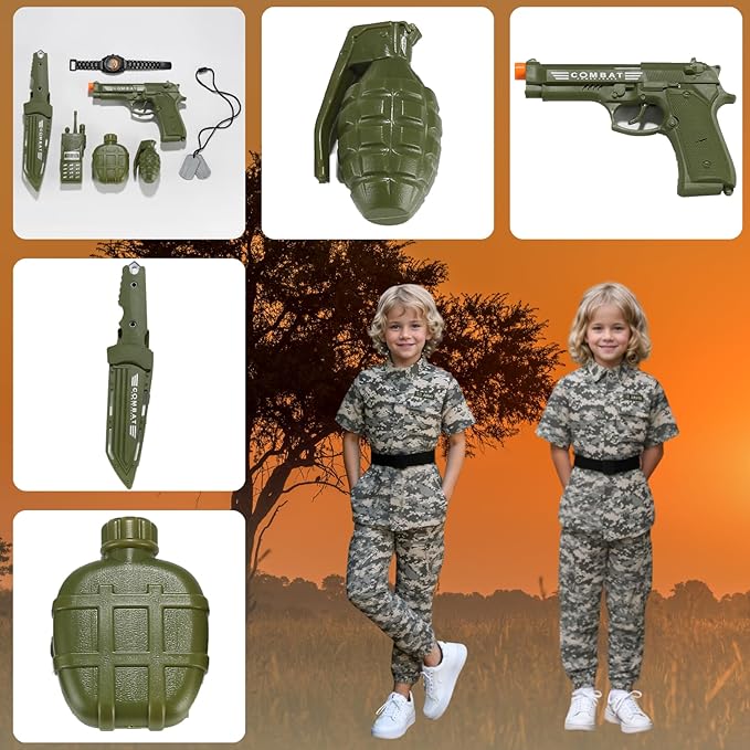 LMYOVE Boys Army Costume Soldier Outfit For kid Halloween Dress up