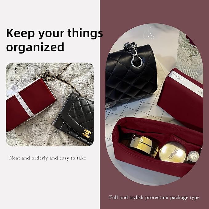 DGAZ Purse Organizer Insert，Silk Bag Organizer，Luxury Handbag & Tote Shaper Fits Chanel CF Bags