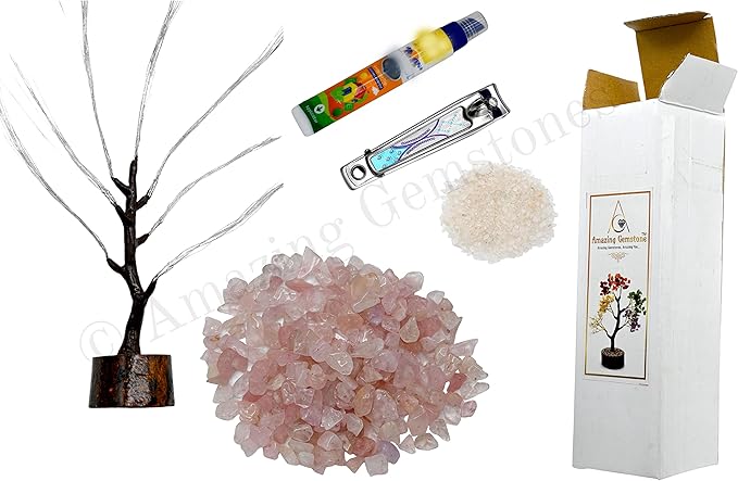 Amazing Gemstone Rose Quartz Spiritual Decor Crystal Tree DIY Kits, Makes a Perfect Office Table Feng Shui Tree Holistic Gifts for Women