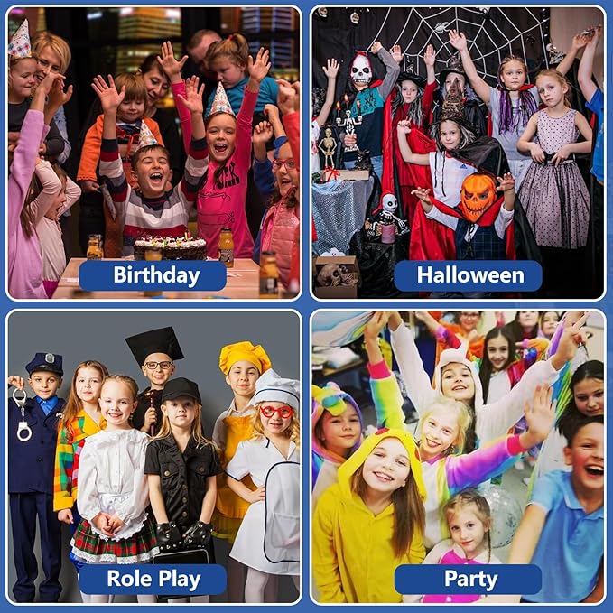 Kids Police Officer Costume Girls Cop Cosplay Outfits Uniform Halloween Costumes with 9 Pcs Accessories