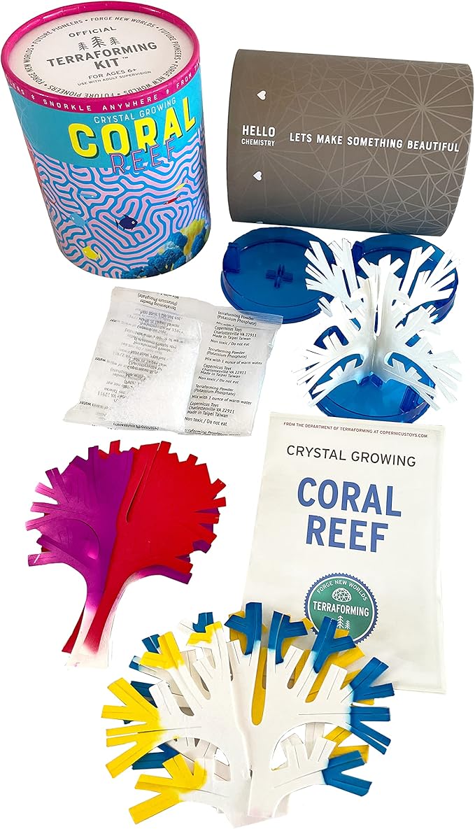Crystal Growing Coral Reef: Grow 3 Colorful Coral-Like Structures Before Your Eyes. It Like Snorkeling at Your Desk
