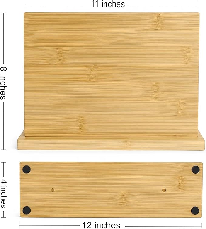 Personalized 12x9 Acacia Wood Magnetic Knife Holder for Countertop, Knife Block with Strong Double-Sided Magnet, Wooden Stand for Kitchen, Large Capacity Storage for Kitchen, Custom Engraved Gift