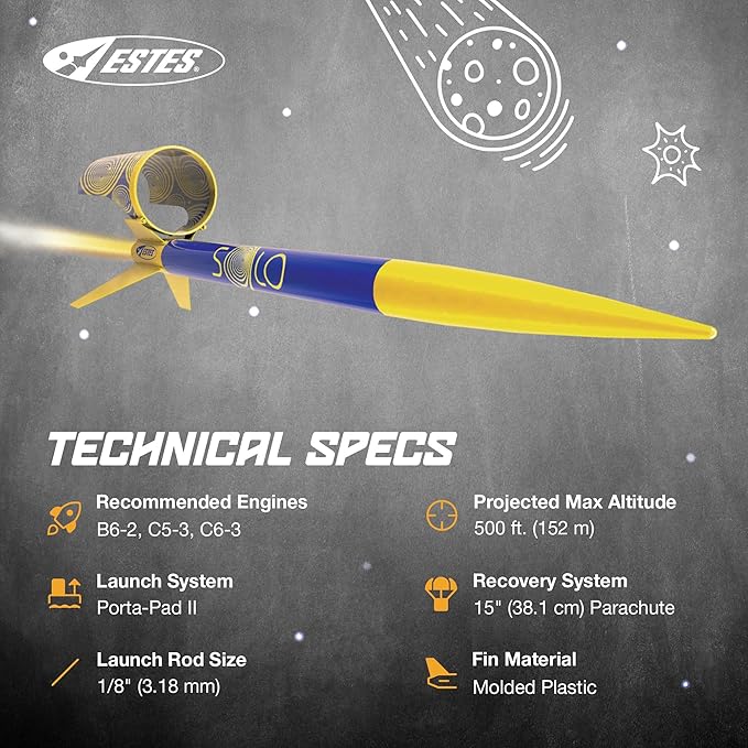 Estes 7288 Solo Model Rocket Kit, Beginner STEM Rocket-Building Kit for Ages 10+