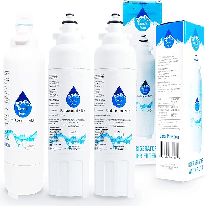 3-Pack Replacement for LG LSXS26326B Refrigerator Water Filter - Compatible with LG LT800P, ADQ73613401 Fridge Water Filter Cartridge