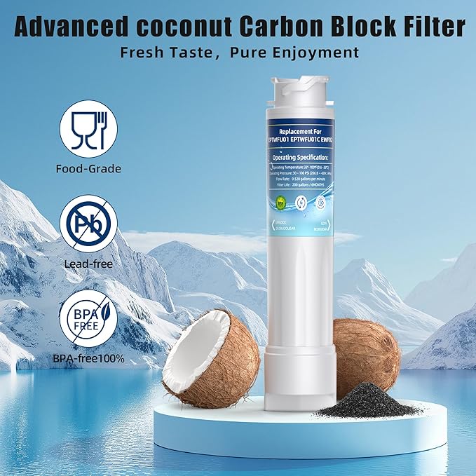 Water Filter Replacement for EPTWFU01,Water Filter Compatible with Frigi-daire EPTWFU01, EWF02, Pure Source Ultra II,Pack of 3