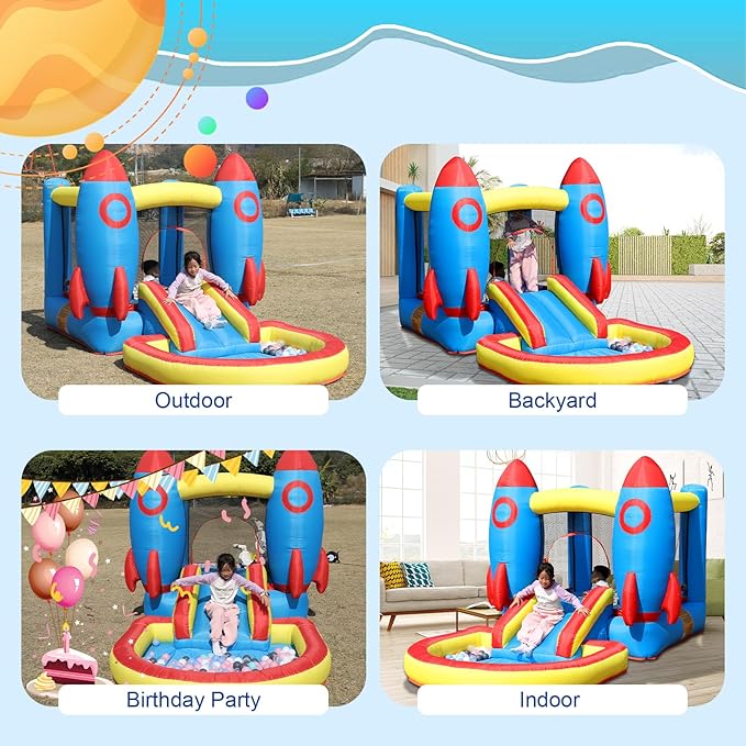 Inflatable Bounce House for Kid with Ball Pit,Oxford Bounce House with Blower for Indoor Outdoor Backyard Birthday Party-12x6.6x6.2ft
