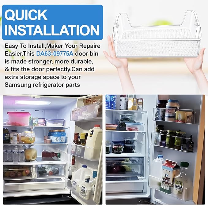 [2 PACK] Upgraded Right Refrigerator Door Bin RF28T5001SR RF28T5021SR RF27T5201SR RF27T5241SR RF28T5101SR RF28T5001SG DA63-09775A DA97-20984A Door Shelf Compatible with Samsung Refrigerator Door Bin