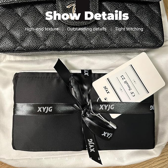 Purse Handbag Silky Organizer Insert Keep Bag Shape Fits Chanel Classic Flap CF Mini Square 17/20/Small/Medium/Jumbo/Maxi Bags, Luxury Handbag Tote Lightweight Sturdy(CF Medium 25,Black)