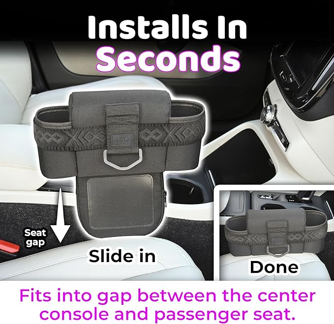 Car Koala Original Front Seat Organizer for the Seat Gap – Built-In Purse Holder, Fits Most Vehicles & Keeps Essentials in Reach