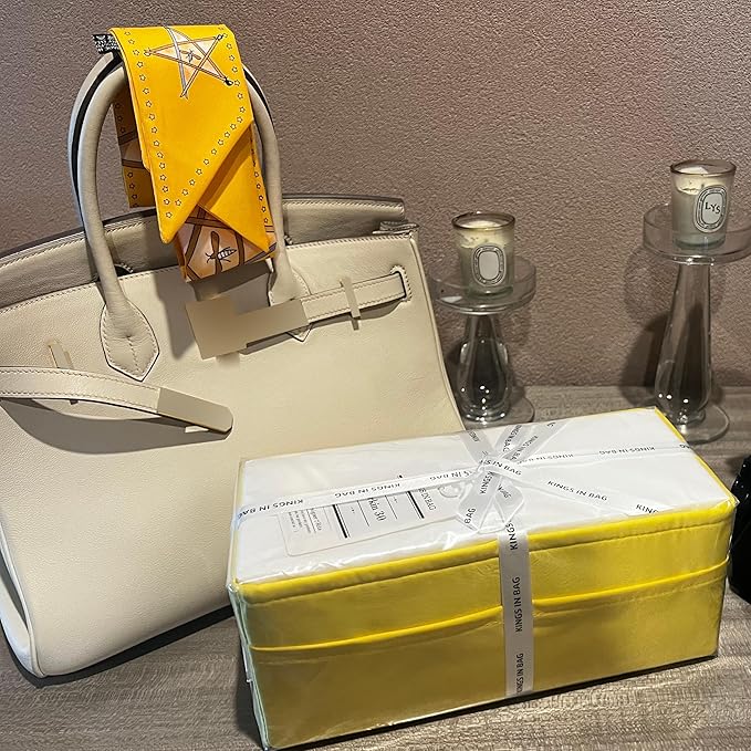 Purse Organizer Insert for Birkin 20, Lightweight & Soft Satin Organizer Insert with Pockets for Woman Bags, Ideal for Travel, Shopping, and Daily Use, Multicolor Options(Lime, BK 20)