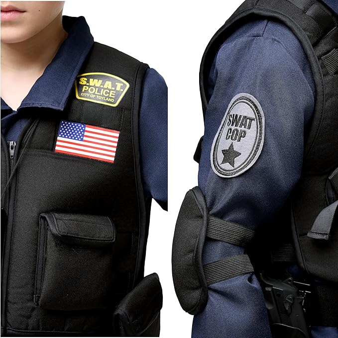 Spooktacular Creations 20PCS Police SWAT Costume for Kids, S.W.A.T. Police Officer Costume for Boys Halloween Cosplay Party