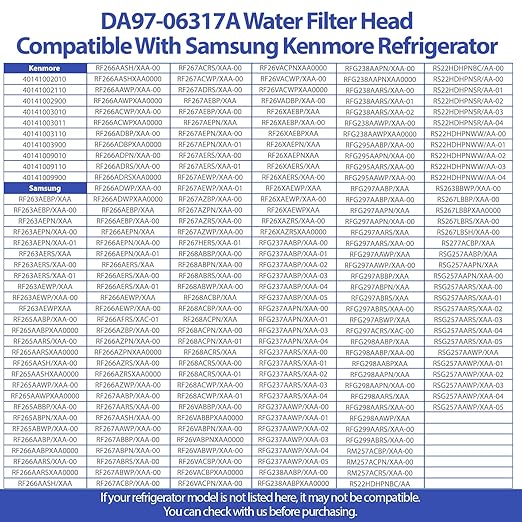 DA97-06317A Filter Head Compatible with Samsung RF263AEPN/XAA RF266AEPN/XAA RFG297ABRS/XAA RSG257AAWP/XAA etc. OEM DA97-06317E Head Case Assembly Replace 1668651 AP4341432 PS4174114 etc. -2 Year