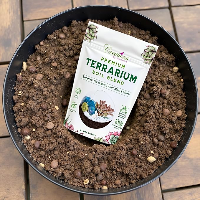 Natural Terrarium Growing Medium Well-Draining Mix for Succulents, Cactus & Aloe, Untreated Pine Bark, Canadian Peat & Coarse Sand