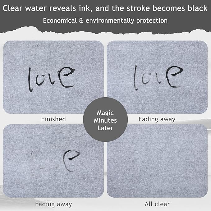 Water Drawing Writing Cloth, 6 Pcs 17 x 13 Inch Reusable Chinese Calligraphy Paper Chinese Traditional Calligraphy Water Drawing Mat for Students Beginners Practicing