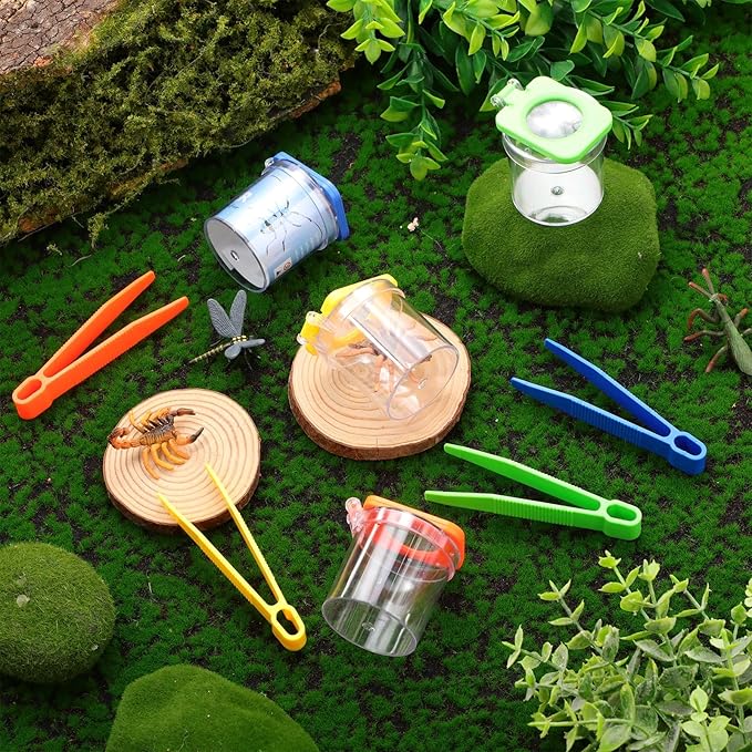 20 Pack Insect Bug Viewer Kit for Kids with Tweezers Explorer Outdoor Set Bug Catcher Containers for Insects Magnifying Insect Box Observation Kit for Science Nature Exploration Collecting