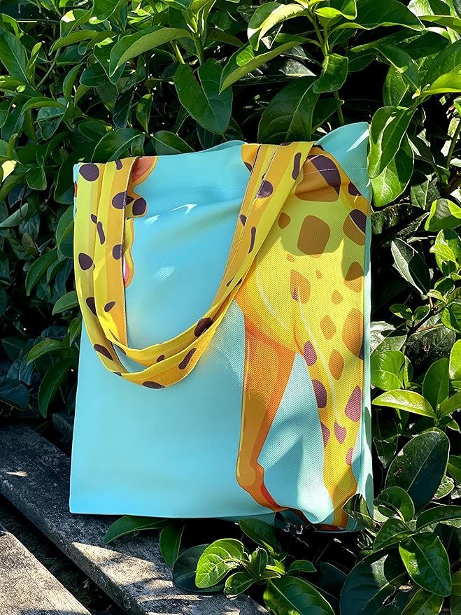 Sophie the Giraffe - Funny Giraffe Decor - Reusable Canvas Tote Bag for Women - Book Tote - Green