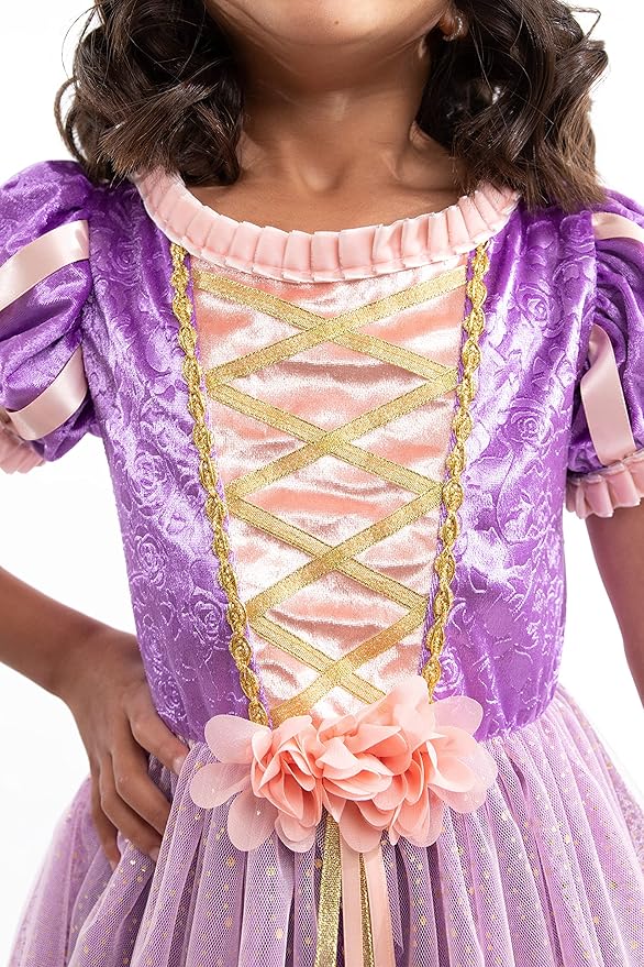 Little Adventures Rapunzel Princess Party Dress - Machine Washable Child Pretend Play Costume Outfit with No Glitter