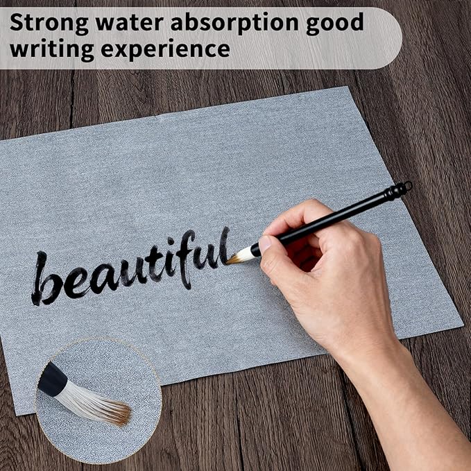 Clofiak 6 Pieces Water Drawing Writing Cloth, 17 x 13 Inch Reusable Calligraphy Paper, Chinese Traditional Calligraphy Water Drawing Mat Mat for Students, Beginners Practicing