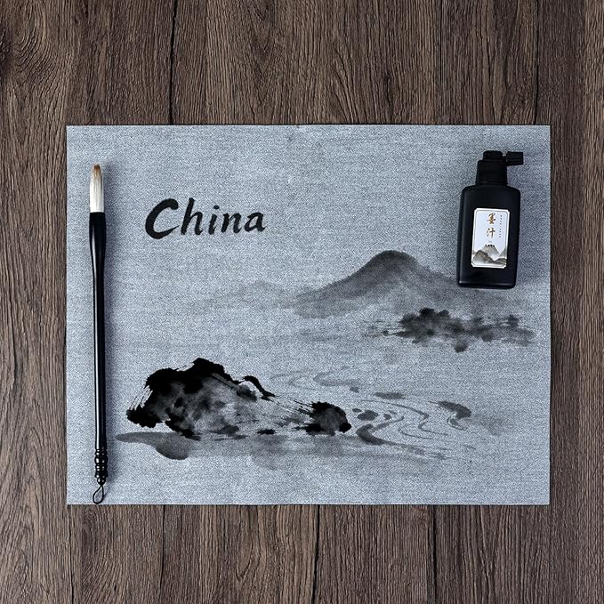 Clofiak 6 Pieces Water Drawing Writing Cloth, 17 x 13 Inch Reusable Calligraphy Paper, Chinese Traditional Calligraphy Water Drawing Mat Mat for Students, Beginners Practicing