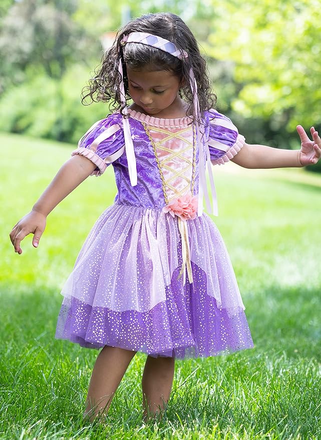 Little Adventures Rapunzel Princess Party Dress - Machine Washable Child Pretend Play Costume Outfit with No Glitter